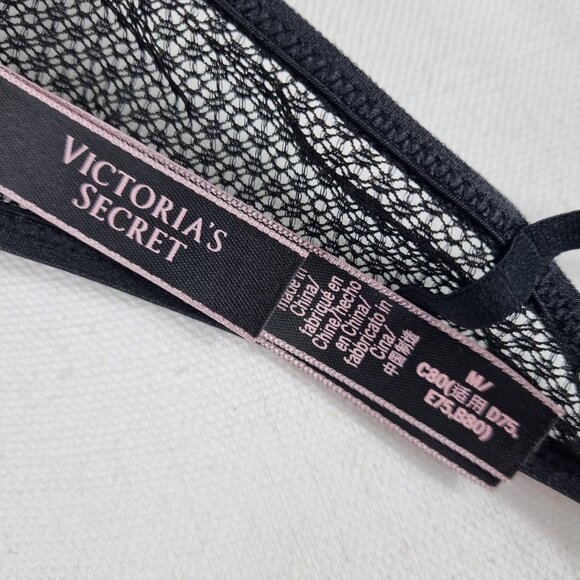 Victoria's Secret Black Lace Front-Clasp Strappy Racerback Bra Size M - Picture 6 of 9